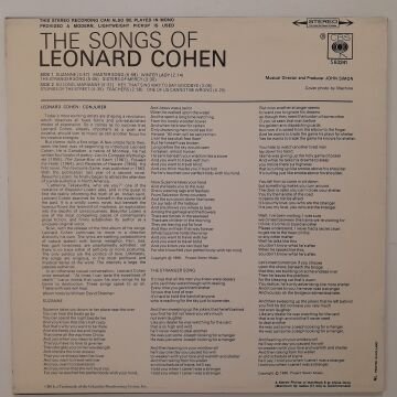 Leonard Cohen ‎– Songs Of Leonard Cohen