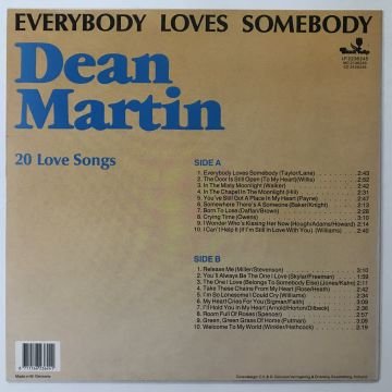 Dean Martin – Everybody Loves Somebody - 20 Love Songs