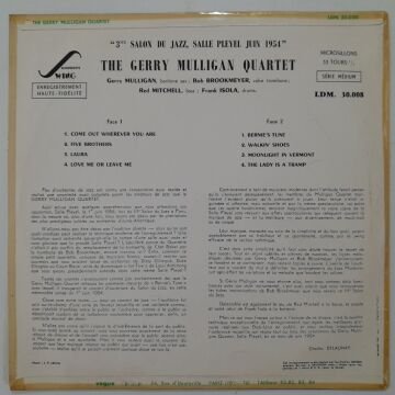 The Gerry Mulligan Quartet – 3e Salon Du Jazz, Paris, 1954, À Pleyel
