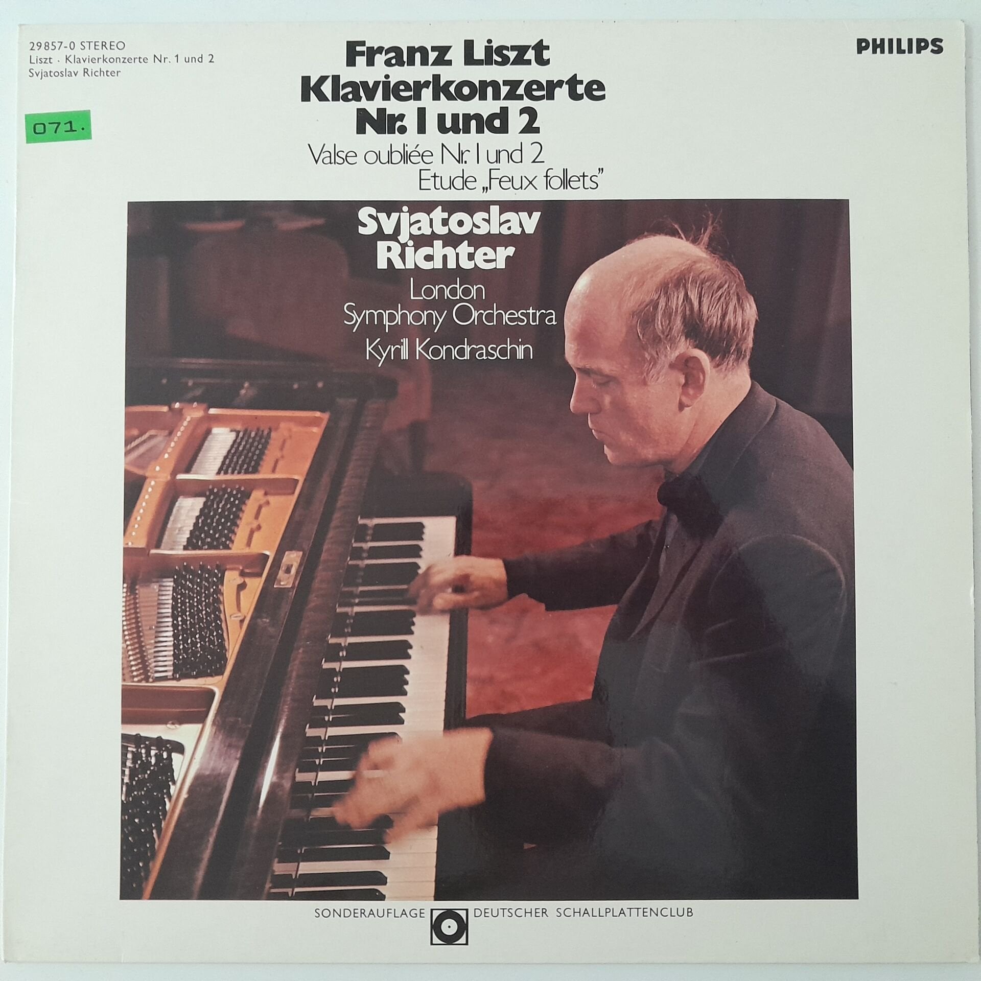 Sviatoslav Richter - Liszt London Symphony Orchestra, Kyril Kondrashin – Klavierkonzerte Nr. 1 Und 2 - Valse Oubliée Nr. 1 Und 2 - Etude ''Feux Follets''