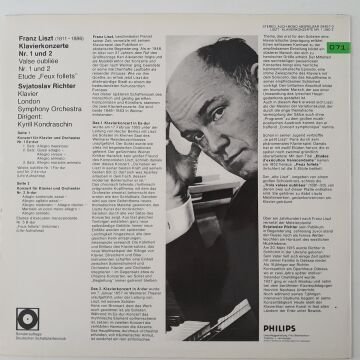 Sviatoslav Richter - Liszt London Symphony Orchestra, Kyril Kondrashin – Klavierkonzerte Nr. 1 Und 2 - Valse Oubliée Nr. 1 Und 2 - Etude ''Feux Follets''