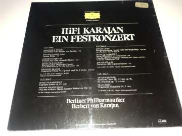 Herbert von Karajan ‎– Hifi Karajan Ein Festkonzert Brahms • Dvorak • Grieg • Liszt • Rossini • Smetana • Strauss • Tschaikowsky 2 LP