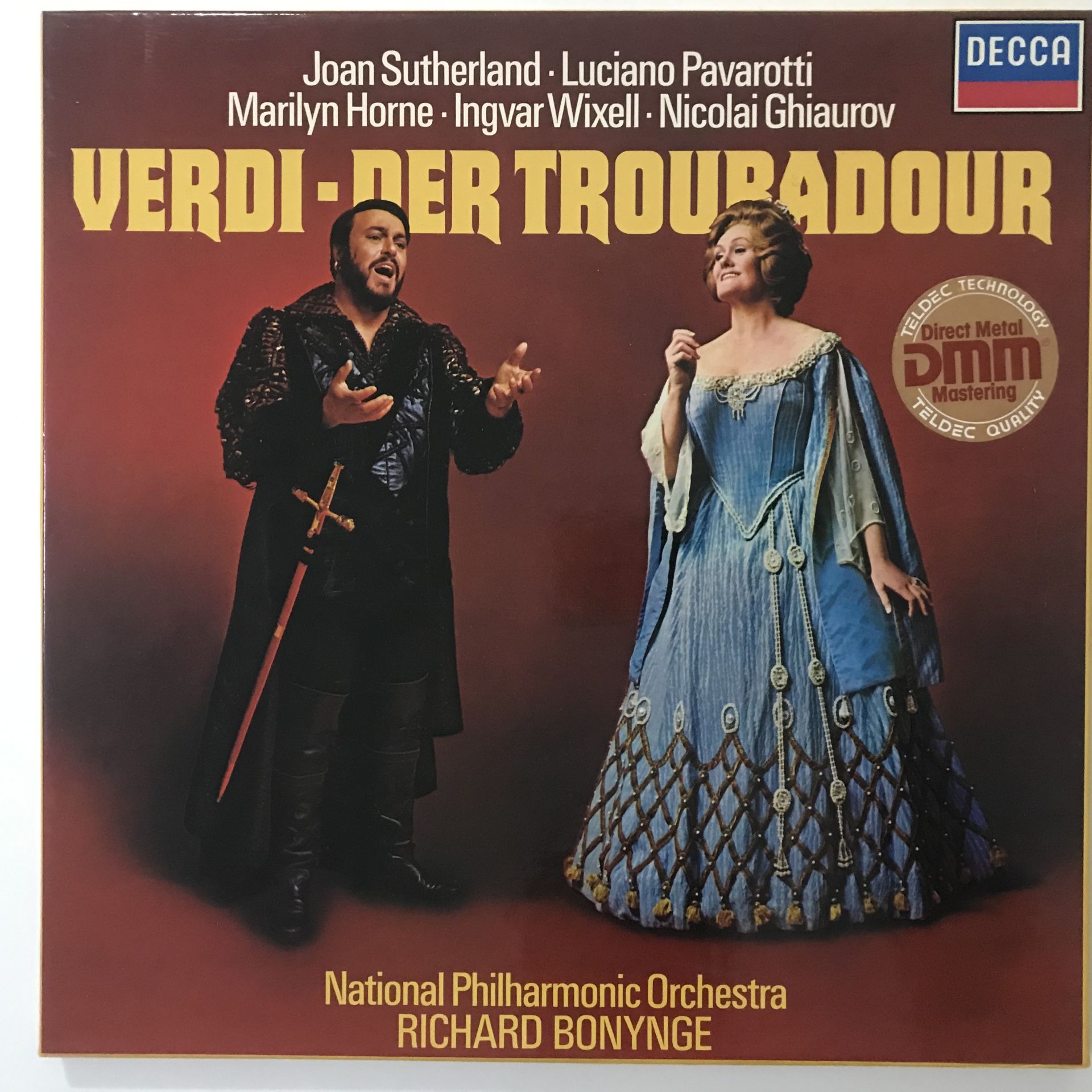 Verdi - Richard Bonynge, National Philharmonic Orchestra, Luciano Pavarotti, Joan Sutherland, Marilyn Horne, Ingvar Wixell, Nicolai Ghiaurov – Der Troubadour (3 LP Kutulu Set)