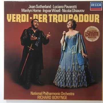 Verdi - Richard Bonynge, National Philharmonic Orchestra, Luciano Pavarotti, Joan Sutherland, Marilyn Horne, Ingvar Wixell, Nicolai Ghiaurov – Der Troubadour (4 LP Kurulu Set)