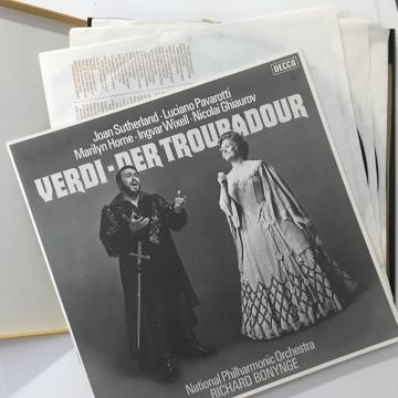 Verdi - Richard Bonynge, National Philharmonic Orchestra, Luciano Pavarotti, Joan Sutherland, Marilyn Horne, Ingvar Wixell, Nicolai Ghiaurov – Der Troubadour (4 LP Kurulu Set)