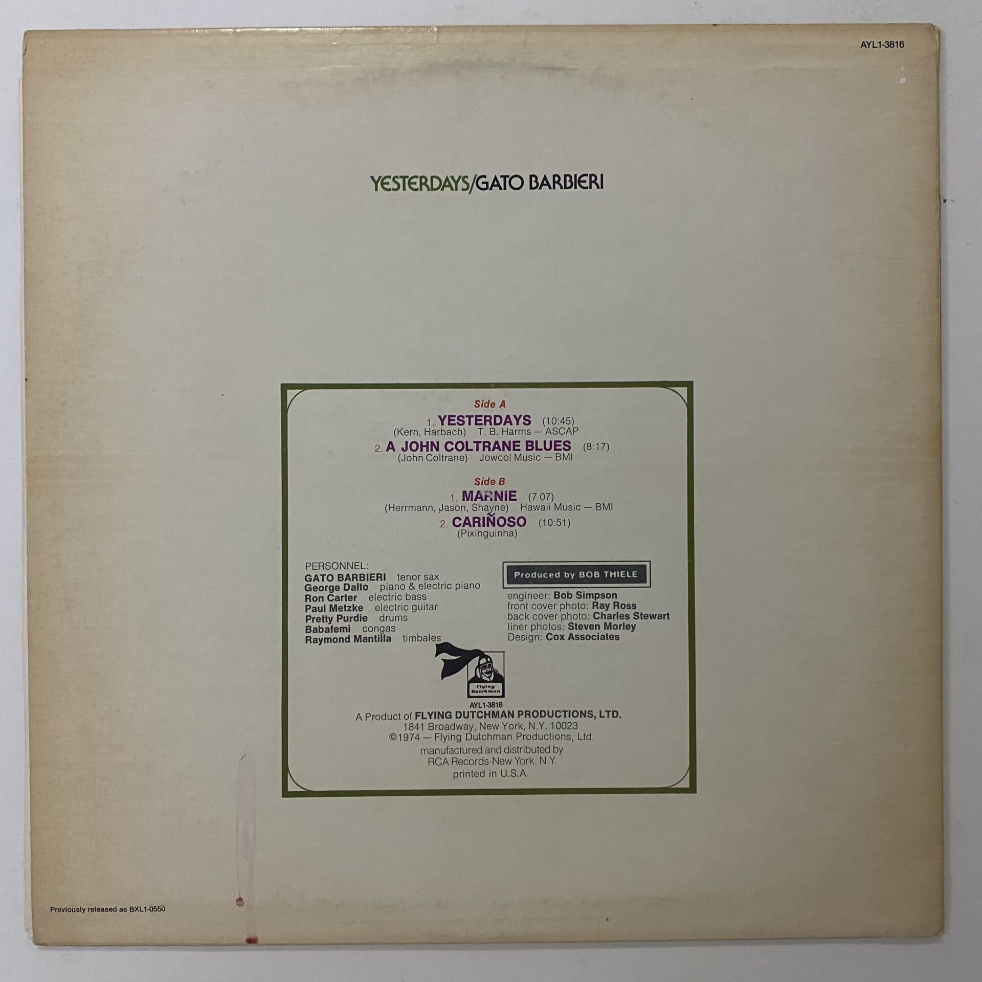 Gato Barbieri – Yesterdays Plak, CD, DVD Satın Al