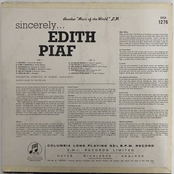Edith Piaf – Sincerely.....Edith Piaf