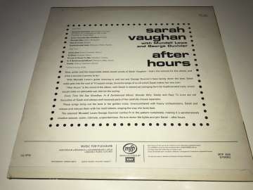 Sarah Vaughan With Mundell Lowe And George Duvivier ‎– After Hours