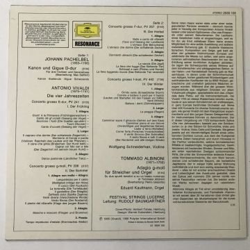 Vivaldi / Albinoni / Pachelbel, Wolfgang Schneiderhan, Festival Strings Lucerne, Rudolf Baumgartner – Die Vier Jahreszeiten / Adagio / Kanon & Gigue