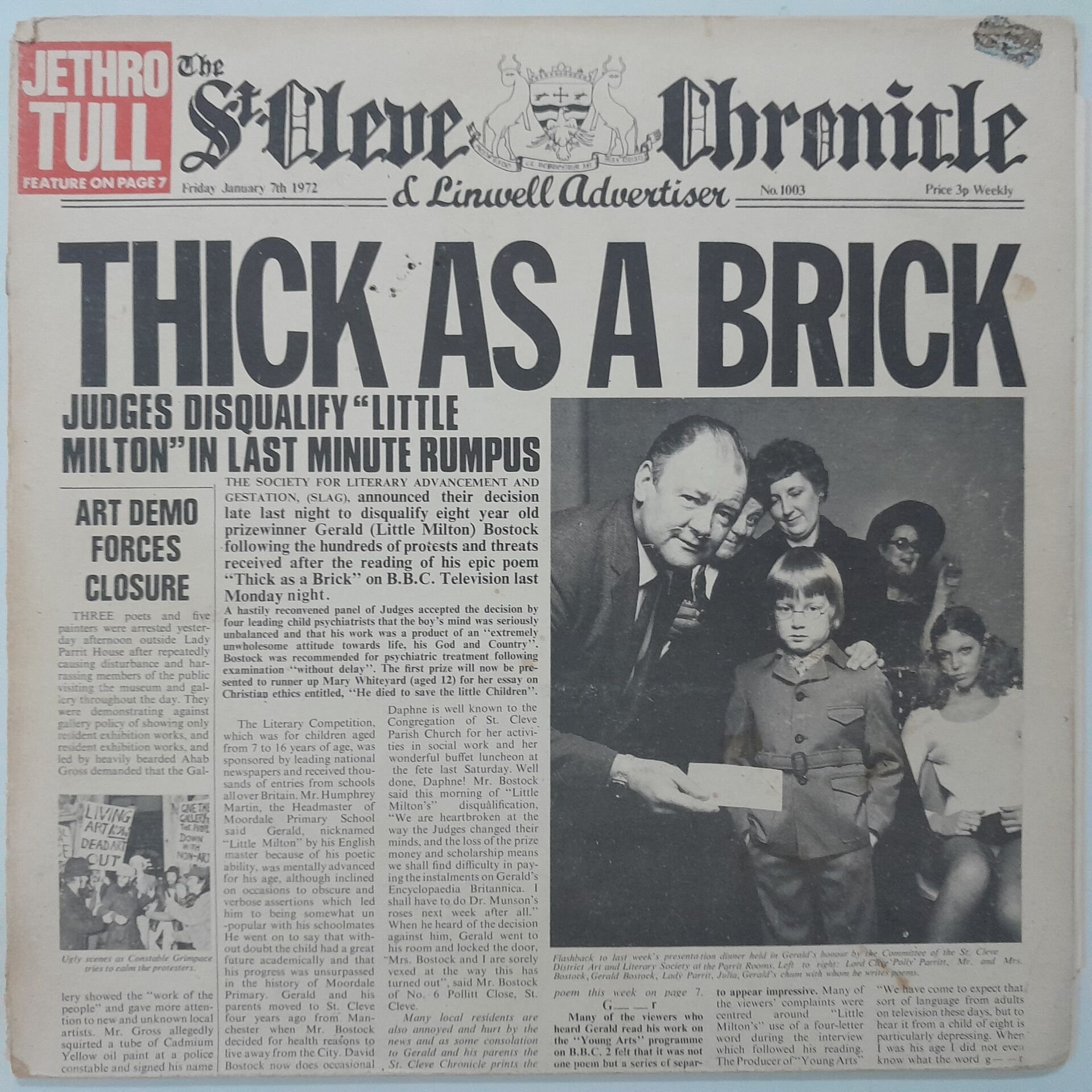 Jethro Tull ‎– Thick As A Brick (Gazate Kapak)