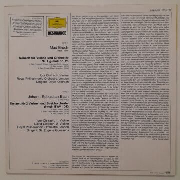 Max Bruch • Johann Sebastian Bach, David und Igor Oistrach – Violinkonzert g-moll • Doppelkonzert d-moll