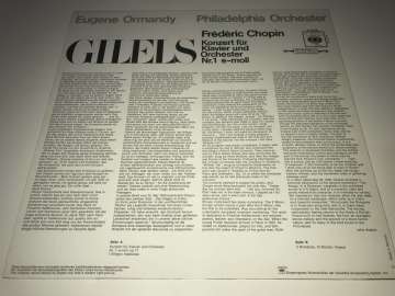 Gilels ; Eugene Ormandy, The Philadelphia Orchestra / Chopin – Piano Concerto No.1 In E Minor