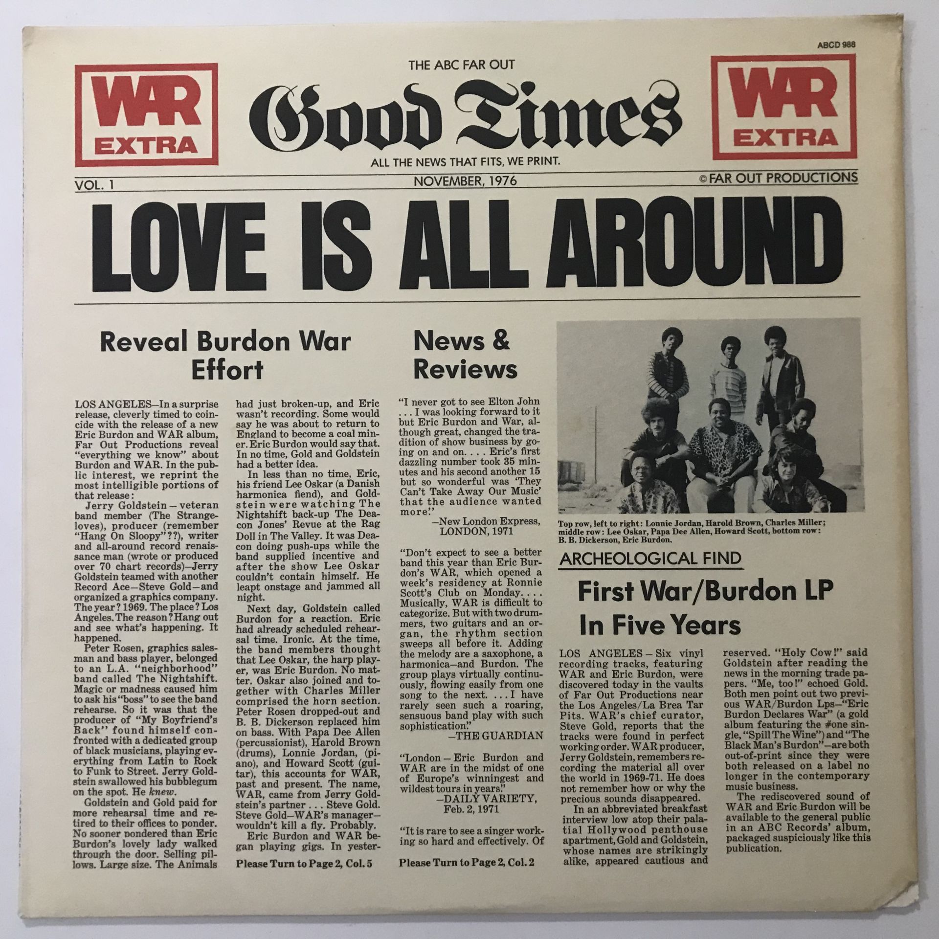 War Featuring Eric Burdon ‎– Love Is All Around