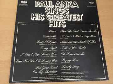 Paul Anka ‎– Sings His Greatest Hits