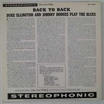 Duke Ellington And Johnny Hodges – Back To Back (Duke Ellington And Johnny Hodges Play The Blues)